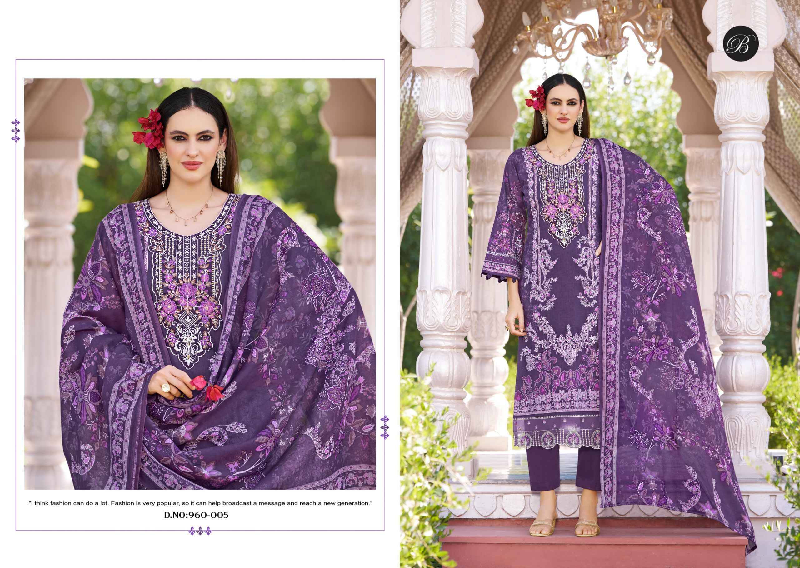 SAFIYA VOL 2 960 Series By BelliZa Pakistani Stylish Beautiful Colourful Printed & Embroidered Party Wear & Occasional Wear Pure cotton Dresses At Wholesale Price